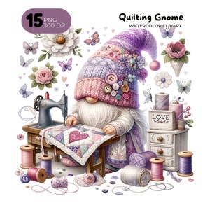 Quilten clipart, naaister clipart quilten kabouter naaimachine, patchwork ongewenste dagboek, kaart maken, cadeau tag, leraar shirt kinderkamer kunst