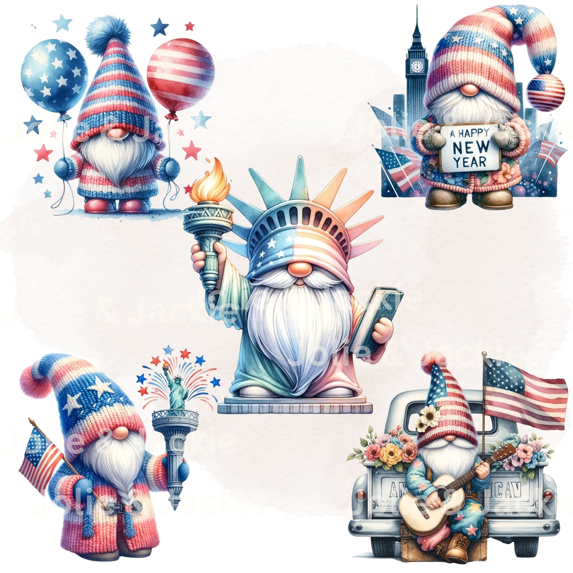 Patriotic Gnome Clipart PNG Bundle – American Pride, 4th of July ...