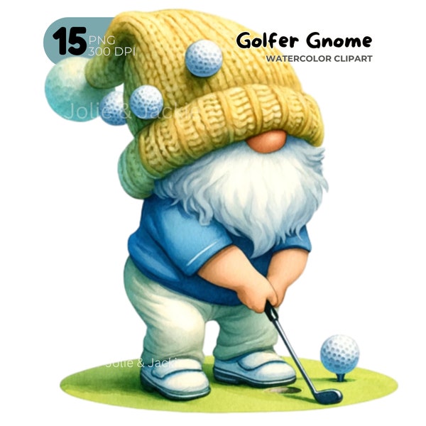 Watercolor Golfer Gnome Clipart bundle sport Gnome PNG Gnome play Golf clipart, Golfer Gnome png graphics, Golfer Gnome sublimation