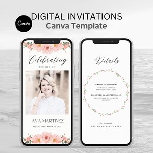 Digital Funeral Invitation Celebration Of Life Phone Invitation Memorial Evite Editable Electronic Funeral Evite Text Message Invite