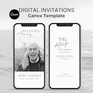 Editable Funeral Evite, Digital Funeral Invitation, Electronic Funeral Announcement, Memorial Evite Invitation, Memorial Service