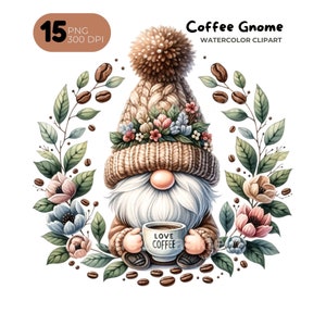 Coffee gnome PNG, Coffee gnome sublimation, coffee gnome watercolor, coffee gnome Clipart, Coffee for Shirt, Commercial Use