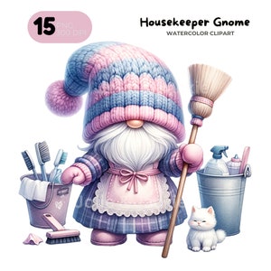 Pulizia degli gnomi Clipart, Giorno della lavanderia, Pulizia Planner Adesivi Clip Art, Gnome PNG, Clipart di lavoretti, Pulizie di primavera, Uso commerciale