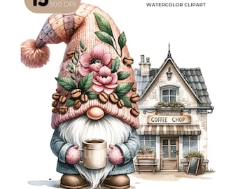 Coffee Gnome PNG-clipart: Coffee Lover, sublimatieontwerp (300 DPI)