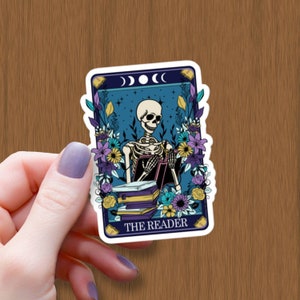 Der Reader Tarot-Karte wasserdichter glänzender Aufkleber, Kindle-Aufkleber, Reader Tarot-Vinyl-Aufkleber, Tarot-Karten-Aufkleber, Geschenk für Buchliebhaber-Freund