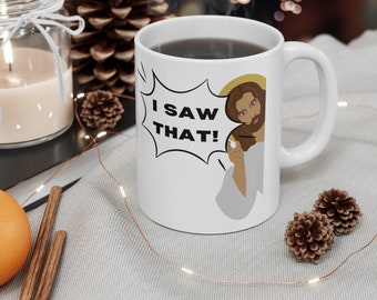Divertida taza de café con el meme "Vi eso" de Jesús - Regalo cristiano