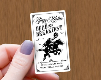 Sleepy Hollow Dead and Breakfast Sticker, Headless Horseman, Waterproof Glossy Vinyl