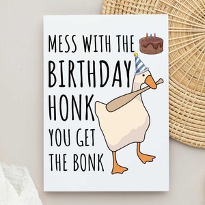 Mexa com a buzina, você ganha o cartão Bonk, cartão de aniversário engraçado de ganso, presente de aniversário meme, cartão feito à mão, cartão de aniversário com citação engraçada