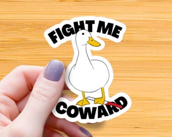 Silly Goose with Knife Sticker: Funny Meme, Waterproof Vinyl Decal