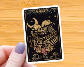 The Lovers Tarot Karten Aufkleber: Wasserfester glänzender Vinyl Aufkleber