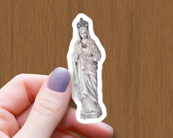 Adesivo de Estátua da Virgem Maria: Adesivo de Vinil Brilhante à Prova D'água