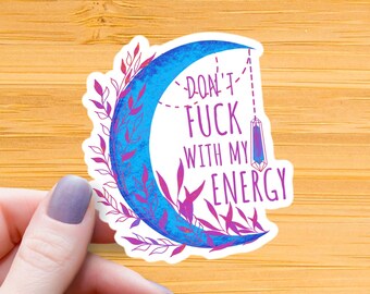 Blue Moon Energy Vinyl Sticker: Waterproof Witchy Cottagecore Gift