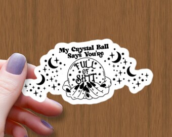 Crystal Ball Funny Sticker: Waterproof Glossy Vinyl Decal