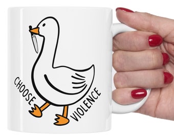 Goose With Knife Mug: Funny Meme Tea Cup, Duck Lover Gift