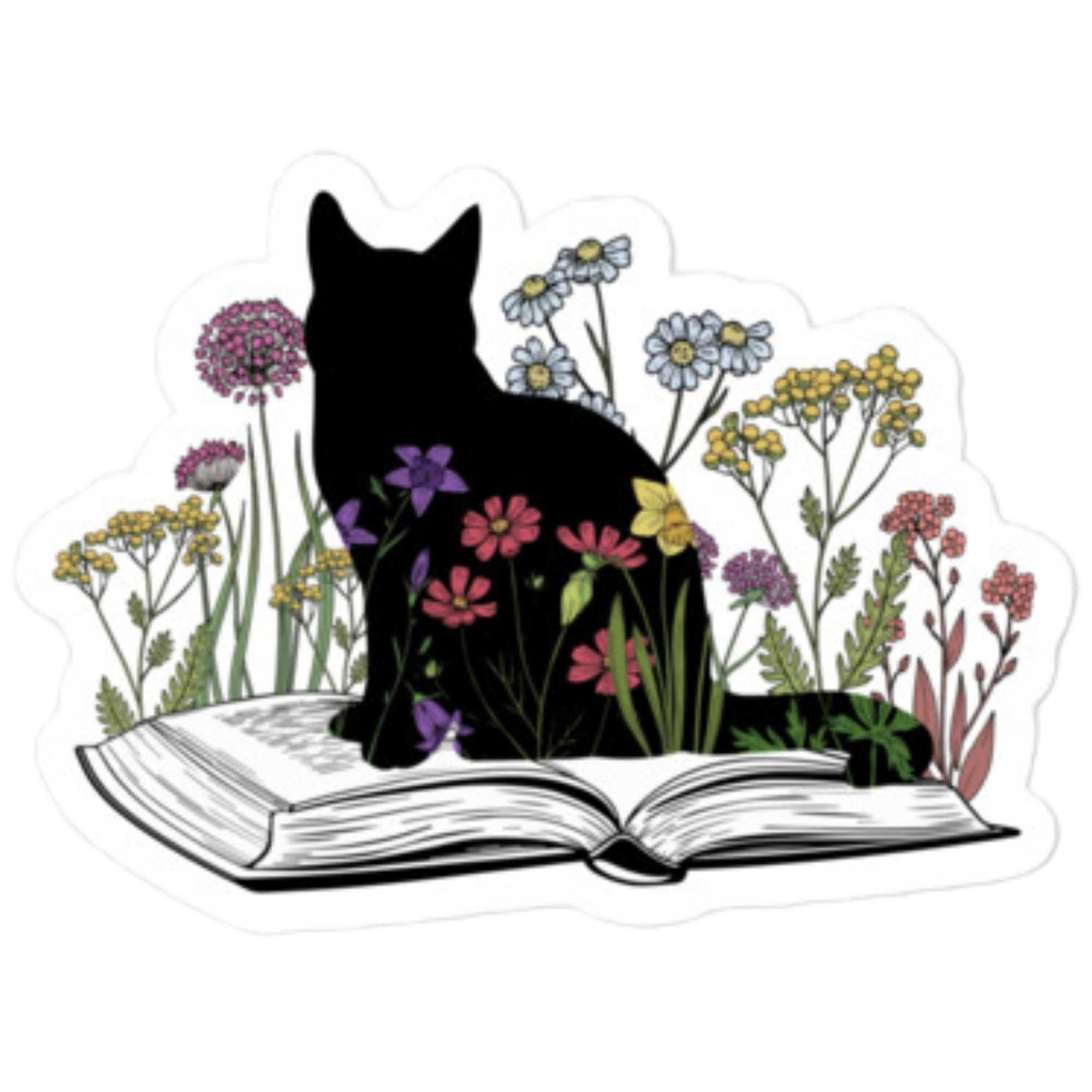 Discover Black Cat On Book Lover Sticker