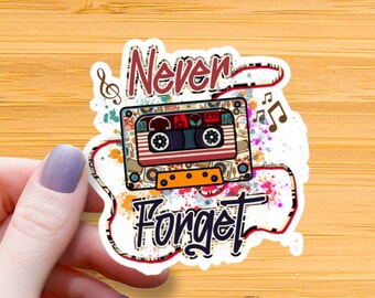 Retro Cassette Tape Sticker: Waterproof Glossy Vinyl Decal