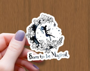 Witchy Vinyl Sticker: Moon Floral Cottagecore Decal