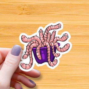 Cup Full of Worms Waterproof Glossy Sticker, Worms Vinyl Sticker, Gift for Worms Lover, Farming Sticker, Garden Bug Decal, Earthworm Sticker