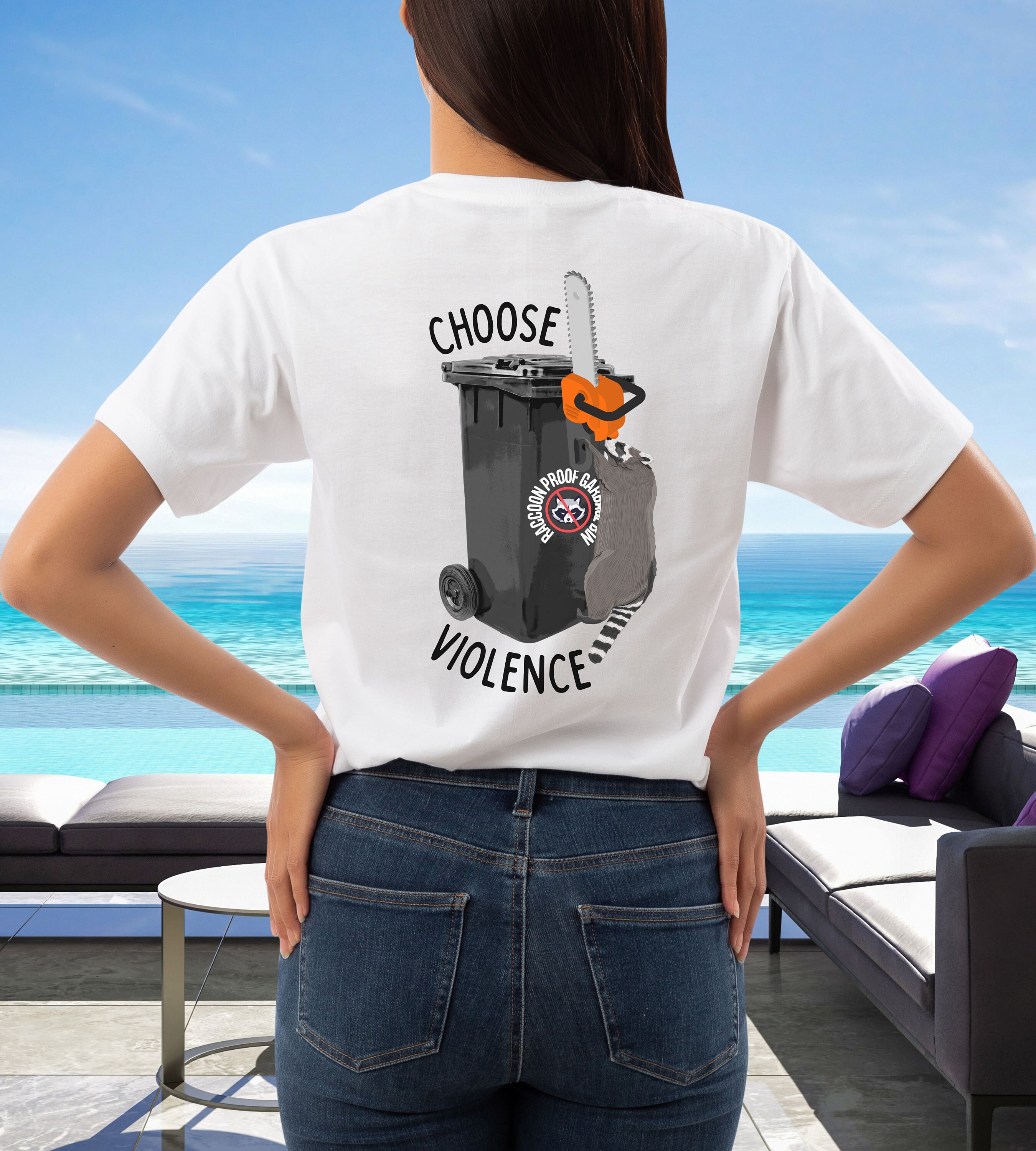 Raccoon Chainsaw Back Print T-shirt: Funny Raccoon Lover Gift - Etsy
