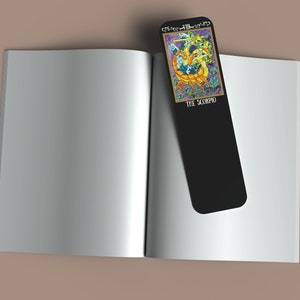 Le signet de la carte de tarot du zodiaque du Scorpion, noir, signet de l’horoscope du Scorpion, cadeau pour le meilleur ami, cadeau de bibliophile, cadeau de nerdy, cadeaux de rat de bibliothèque