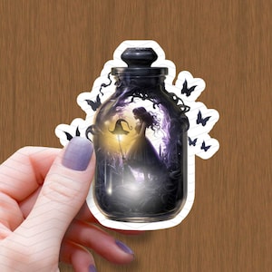 The Ascension of a Witch Waterproof Glossy Sticker, Witch in Jar Vinyl Sticker, Halloween Stickers, Gothic Decal, Wicca, Pagan, Friend Gift