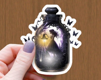 Hexe im Glas Aufkleber: Gothic Halloween Aufkleber, Wicca Geschenk
