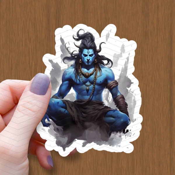 The God Shiva Waterproof Glossy Sticker, Shiva Watercolor Sticker, Hindu Deity Vinyl Sticker, God of Destruction Sticker, Hindu Goddess Gift