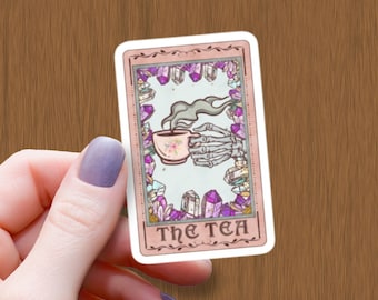 Tea Tarot Card Sticker: Waterproof Glossy Vinyl Decal