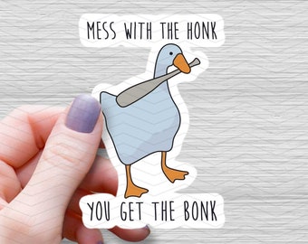 Funny Goose Meme Vinyl Sticker: Mess with Honk, Get Bonk