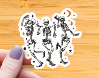 Tanzende Skelette Glossy Sticker: Halloween, Spooky, Gruselig