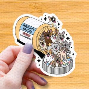 Serotonin Booster Dogs Sticker: Waterproof Glossy Vinyl Decal
