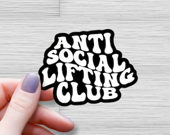Anti Social Lifting Club Sticker: Waterproof Glossy Vinyl Decal
