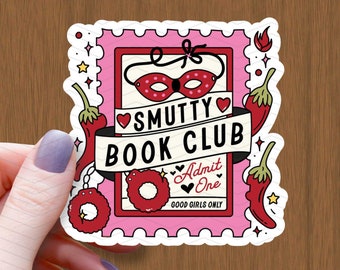 Pegatina del Club del Libro Smutty: Libros de romance picante, vinilo brillante resistente al agua