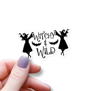 Witchy and Wild Glossy Waterproof Sticker, Halloween Sticker, Witch Sticker, Spooky Season Sticker, Moon Sticker, Dark Cottagecore Sticker
