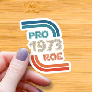 May include: A sticker with a retro design featuring the text "PRO 1973 ROE" in a white outline with a blue, teal, orange, and red color scheme.