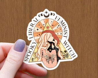 Spooky Feminist Witch Sticker: Waterproof Glossy Pagan Decal