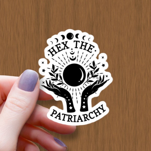 Hex The Patriarchy Waterproof Glossy Sticker, Sticker féministe, Witchy Sticker, Occult Stickers, Halloween Sticker, Moon Sticker Gift, Pagan