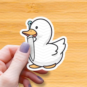 Baby Duck with Knife Waterproof Glossy Sticker, Silly Goose Vinyl Sticker, Funny Meme Gift, Quote Decal, Duck Lover Gift, Duck with Knife