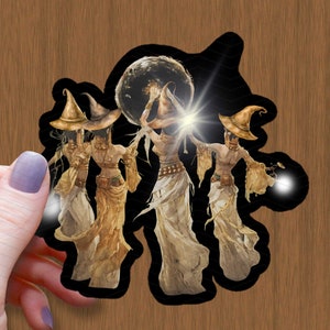 Summoning of the Moon Waterproof Glossy Sticker, Moon Witch Vinyl Sticker, Gothic Sticker, Aesthetic Decal, Pagan Sticker, Witch Friend Gift