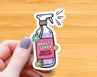 Anxiety Spray Repellant Sticker: Waterproof Glossy Vinyl Decal