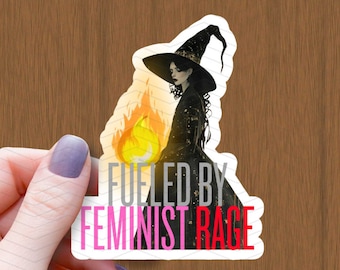 Pegatina de bruja de la ira feminista: vinilo brillante resistente al agua