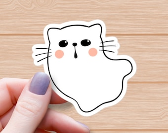 Katzen-Geist-Aufkleber - Wasserdichter Halloween-Vinyl-Aufkleber