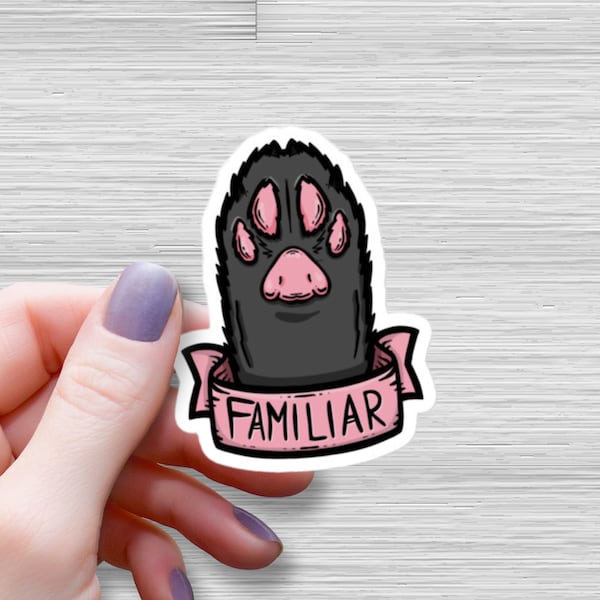 The Witch's Familiar Black Cat Paw Waterproof Glossy Sticker, Halloween Vinyl Sticker, Crazy Cat Lady Decal, Gift for Cat Lover, Gothic Cat