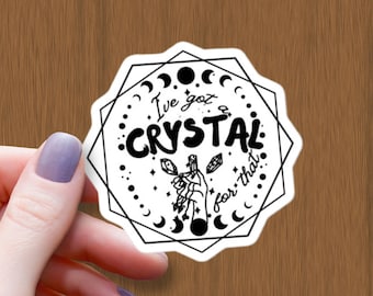Crystal Witch Waterproof Sticker, Moon Decal, Feminist Gift
