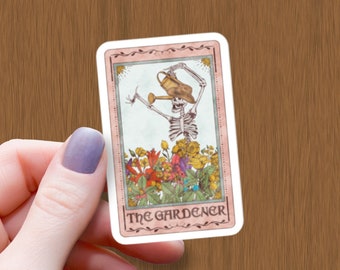 Pegatina de la carta del Tarot El Jardinero: vinilo brillante resistente al agua