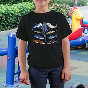 Kids Shark Shirt, Cottagecore Shirt, Shark Species Tee, Great White Hammerhead Tshirt, Shark Child Clothing, Aesthetic, Shark Lover Kid Gift