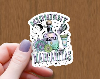 Midnight Margaritas Sticker: Witchy Halloween Tequila Vinyl Sticker