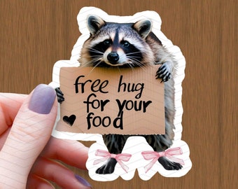 Adesivo procione Hug gratuito, decalcomania in vinile lucido impermeabile