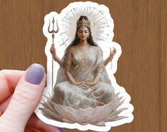 Adhesivo de vinilo impermeable Para Devi, diosa hindú sobre loto
