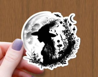 Moon Witch Sticker: Waterproof Glossy Vinyl Decal